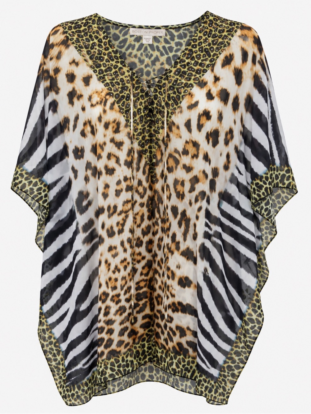 Boston Proper Multicolor Animal Print Kaftan